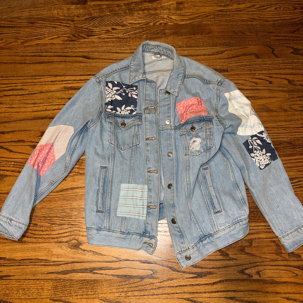 Topshop Blue Patchwork Jean Jacket - image 2